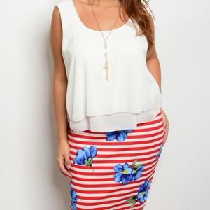 Plus size red striped floral dress!!